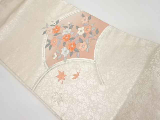 椿模様刺繍名古屋帯